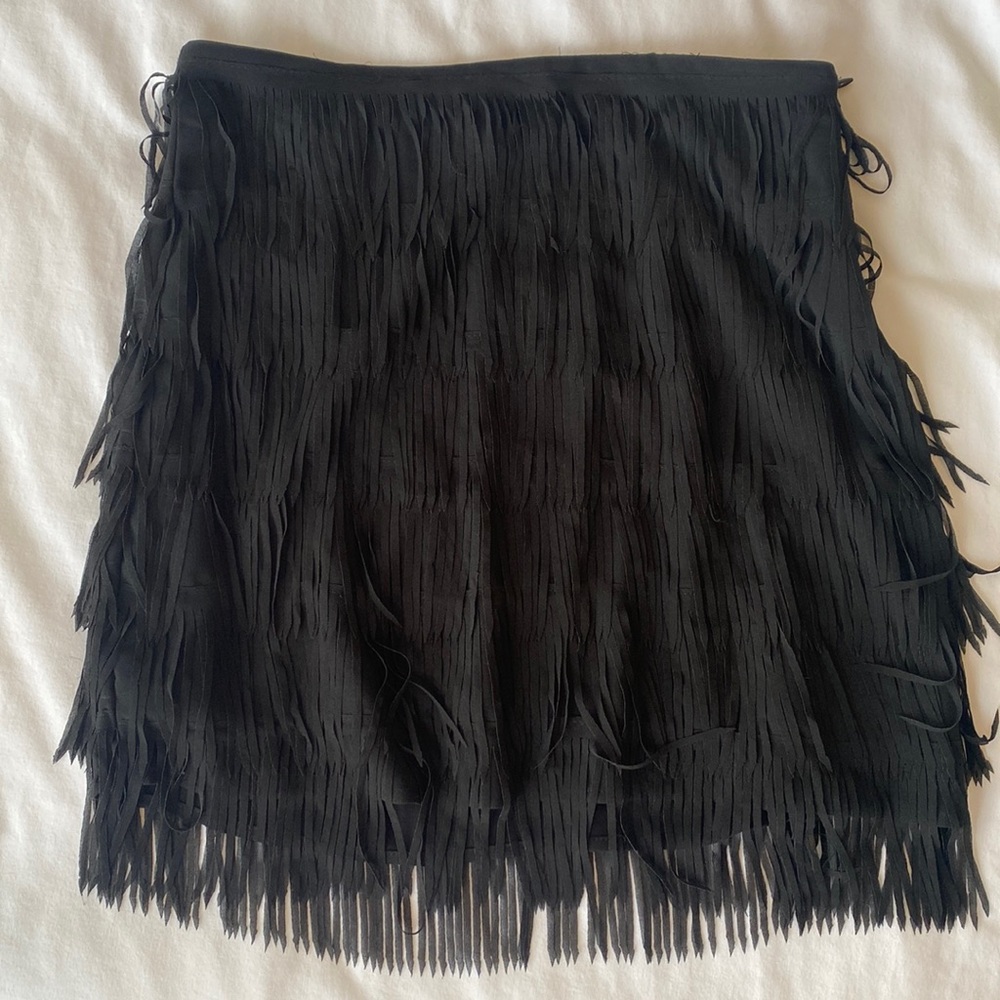 Show Me Your Mumu Skirt |  NWT Black Cha Cha Fringe Mini Skirt | Size:XS